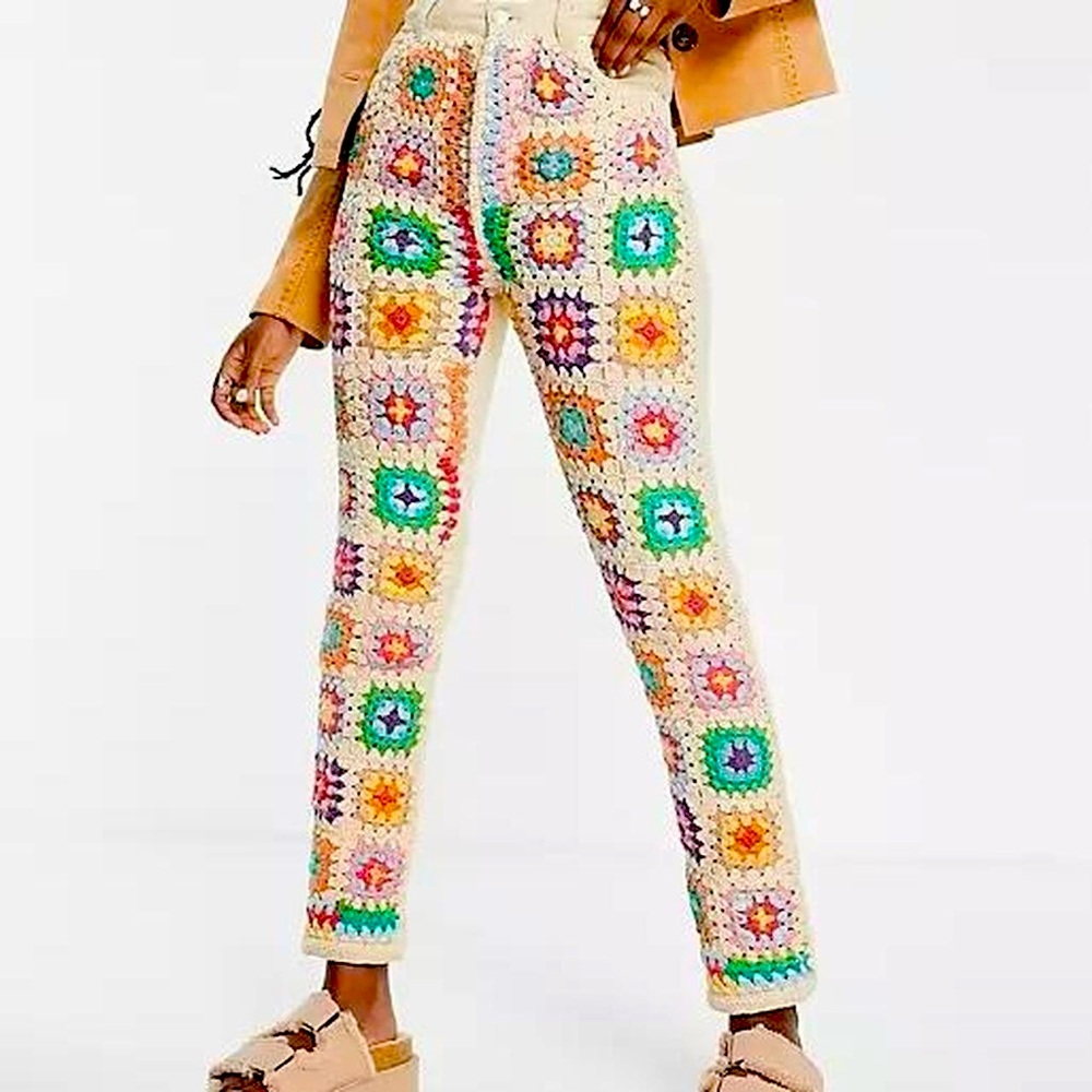 Free People Multi Color Crochet Pants